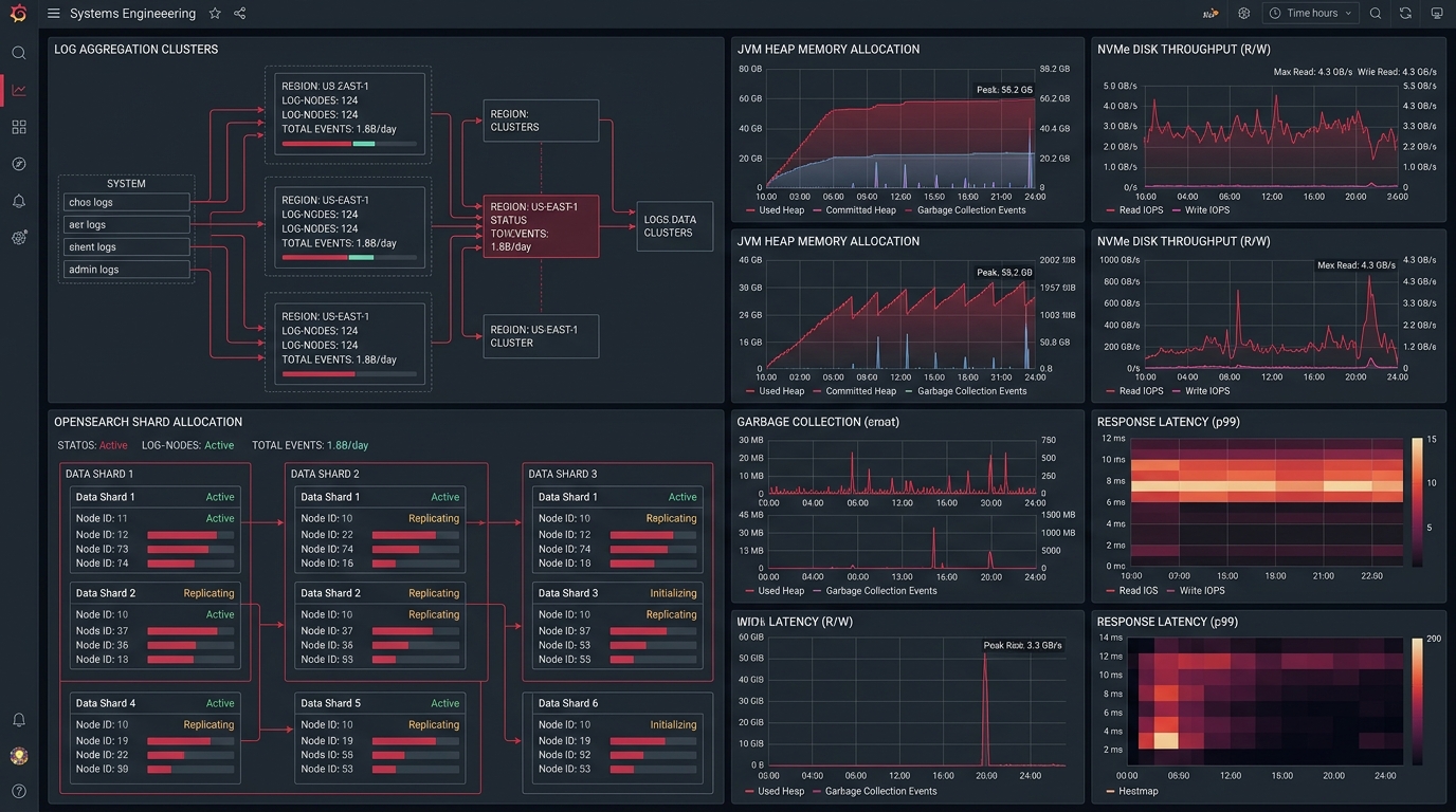 OpenSearch Log Shards and JVM Memory Heap Allocation Metrics